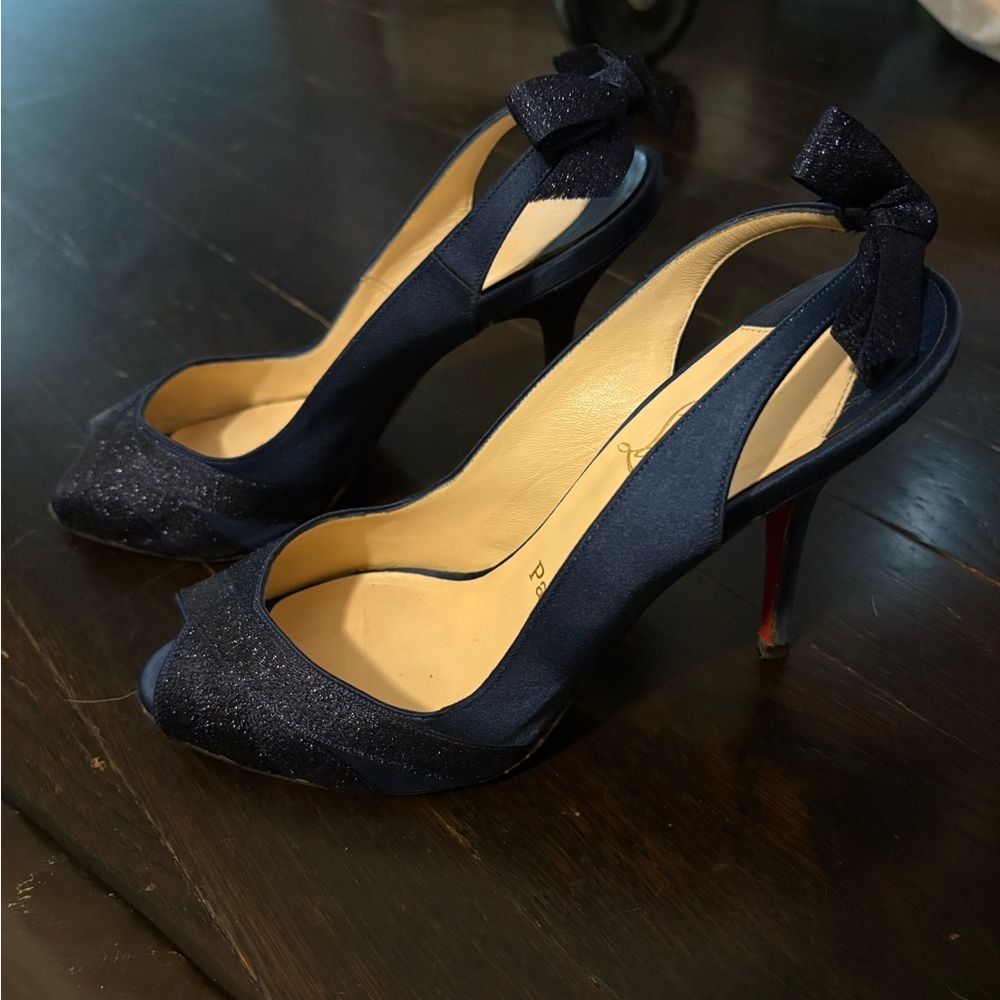 Elegant Navy Peep-Toe Heels